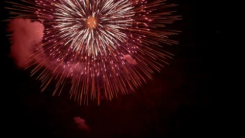 The fireworks in the night sky Stock Footage 100692776