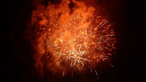 The fireworks in the night sky Stock Footage 100692783