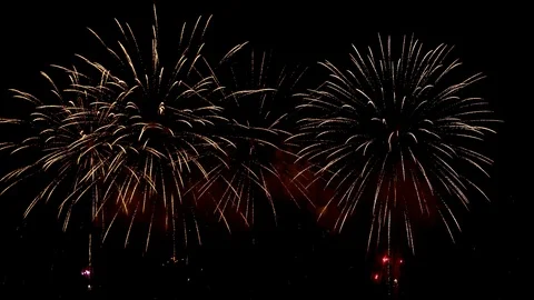 The fireworks in the night sky Stock Footage 100692793