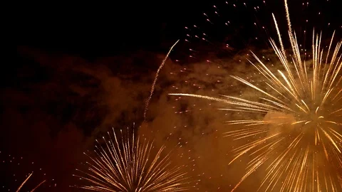 The fireworks in the night sky Stock Footage 100692804