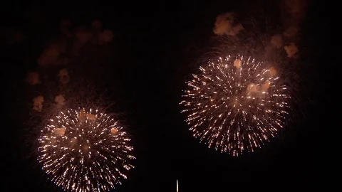 The fireworks in the night sky Stock Footage 100692832