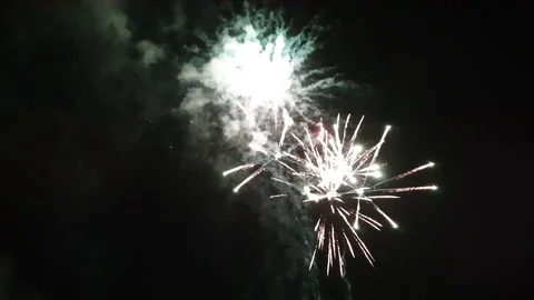 Fireworks in the night sky Stock Footage 112656640