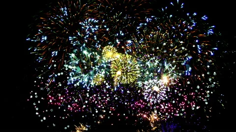 Fireworks in the night sky Video stock 130652925