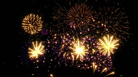 Fireworks in the night sky Stock Footage 130653202