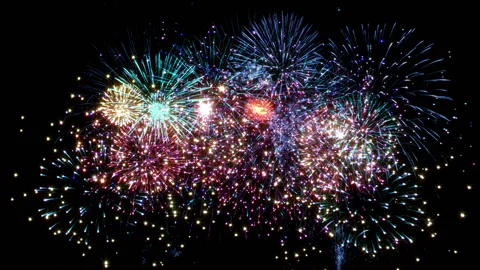 Fireworks in the night sky Video stock 130653326