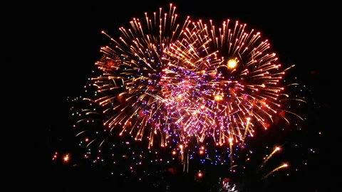 Fireworks in the night sky Stock-Footage 132809168