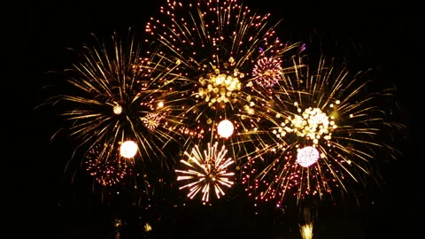Fireworks in the night sky Stock Footage 133529462