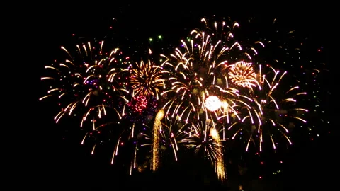 Fireworks in the night sky 스톡 동영상 133529535