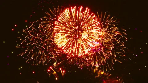 Fireworks in the night sky Stock-Footage 134066997