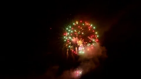 The fireworks in the night sky Stock Footage 166186271