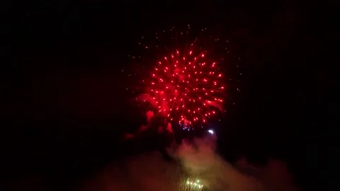 The fireworks in the night sky Stock Footage 166186333
