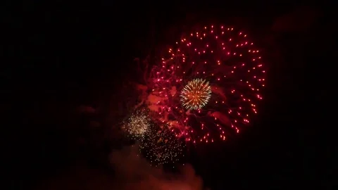 The fireworks in the night sky Video stock 166186399