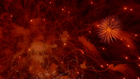 The fireworks in the night sky Video stock 166186440