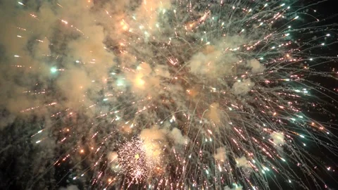The fireworks in the night sky Stock Footage 166186485