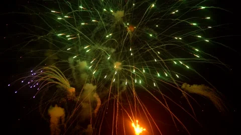 The fireworks in the night sky Stock Footage 166186494