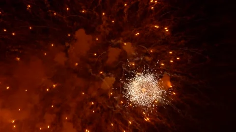 The fireworks in the night sky Stock Footage 166186497