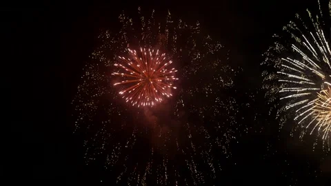 The fireworks in the night sky Stock Footage 169455599