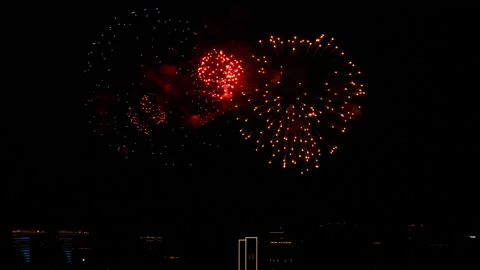 Fireworks in the night sky Stock Footage 224697761