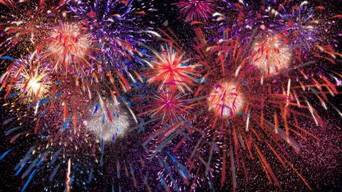 Fireworks in the night sky Stock Footage 258513157