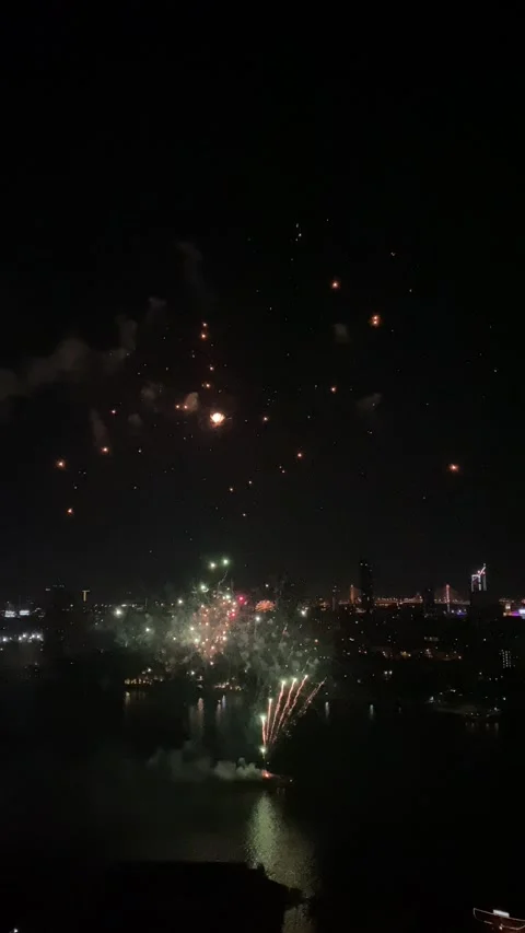 A fireworks in the night sky Stock Footage 288997796