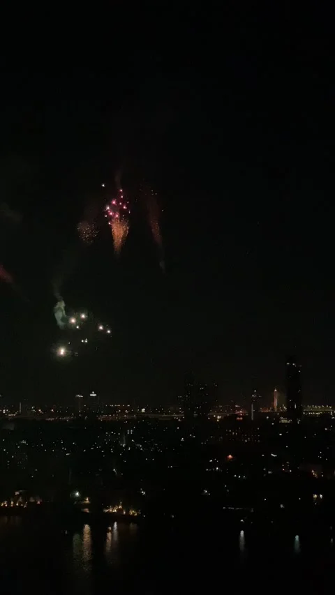 A fireworks in the night sky Stock Footage 288997865