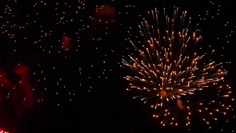 Fireworks in the night sky Stock Footage 315595526