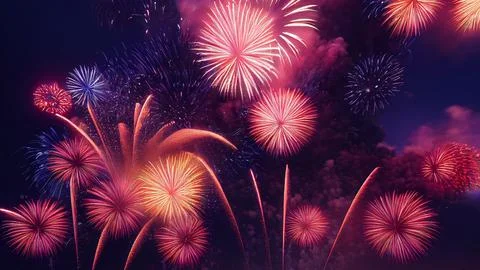 Fireworks in the night sky Stock Illustration
