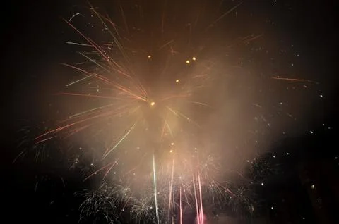 Fireworks on the night sky Stock Photos