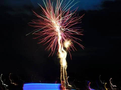 Fireworks in the night sky Stock Photos
