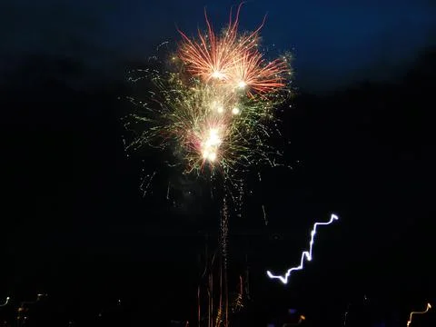 Fireworks in the night sky Stock Photos