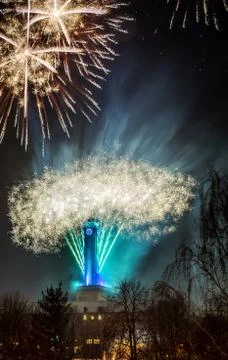 Fireworks in Ostrava Stock Photos