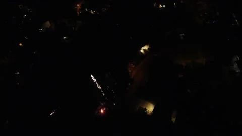 Fireworks over Aurora Suburb 4th of July Stock Footage 156802573