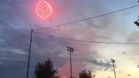 Fireworks Over a Baseball Field 002 Stock Footage 237911249