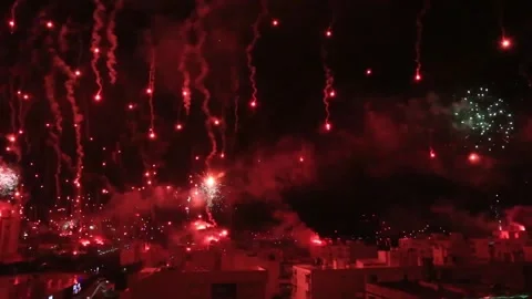 Fireworks over the city 05 Stock Footage 145429754