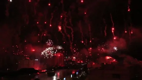 Fireworks over the city 06 Stock Footage 145429772