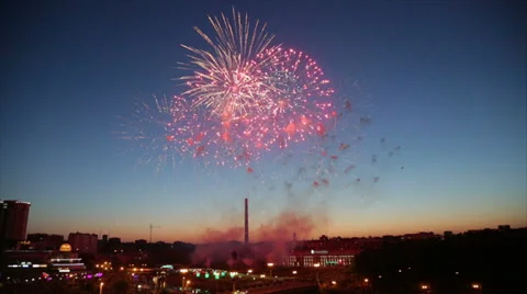 Fireworks over a city Stock Footage 39242047