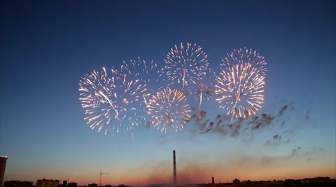 Fireworks over a city Stock Footage 39242185