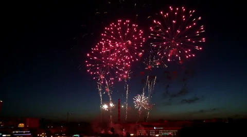 Fireworks over a city Stock Footage 39438137