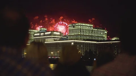 Fireworks Over The City Stock Footage 128987758