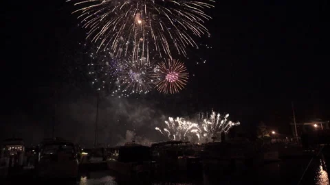 Fireworks over a city Stock Footage 145011223