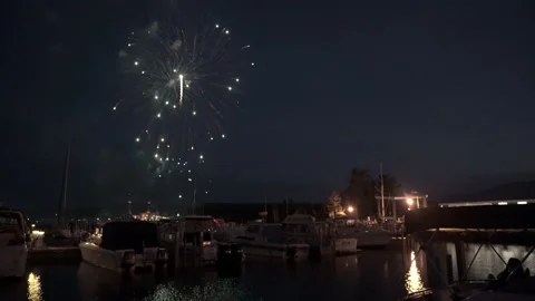 Fireworks over a city Stock Footage 145015593