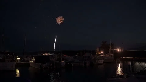 Fireworks over a city Stock Footage 145016719
