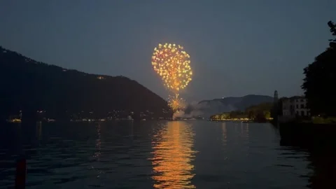 Fireworks over Lake Como Stock Footage 301130183