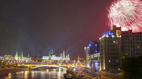 Fireworks over Moscow Stock Footage