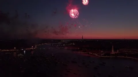 Fireworks over Neva River in Saint-Petersburg Stock-Footage 138826348