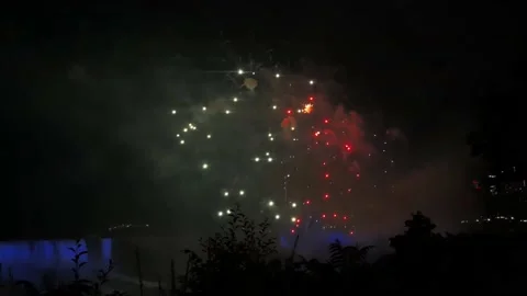 Fireworks over Niagara Falls Stock Footage 143476533