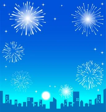 Fireworks over the night city Stock Illustration