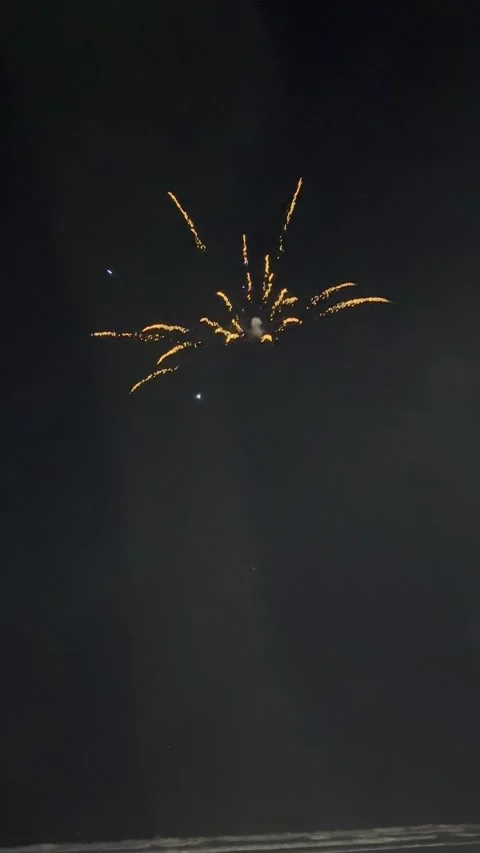 Fireworks Over Ocean at Night Celebration Scene Stock Footage 329906540