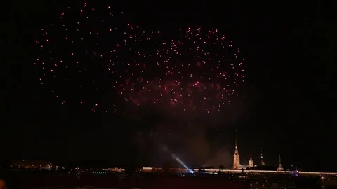 Fireworks over the river Stock-Footage 94541532