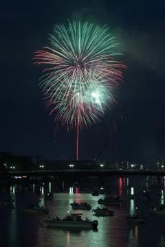 Fireworks over River Stock Photos